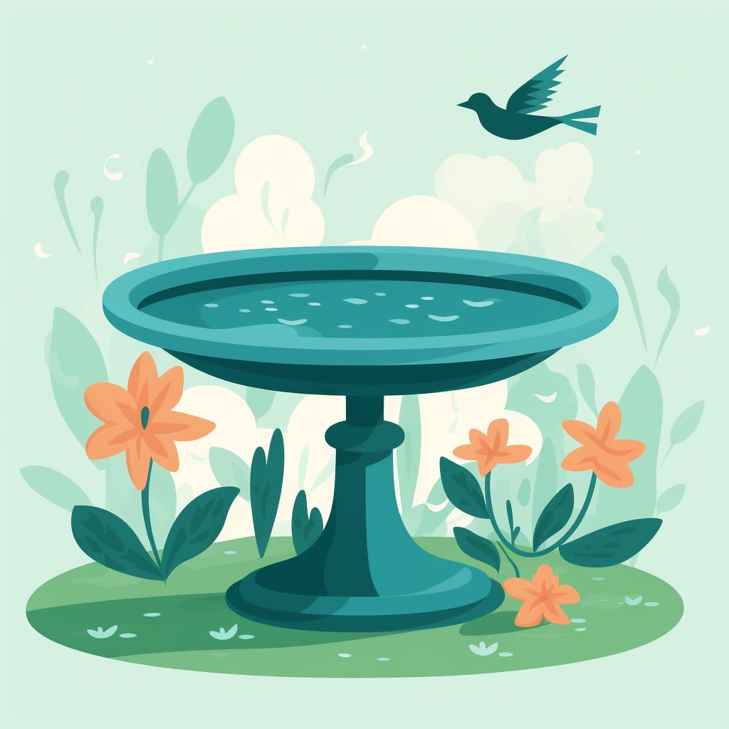 A shallow birdbath in a garden